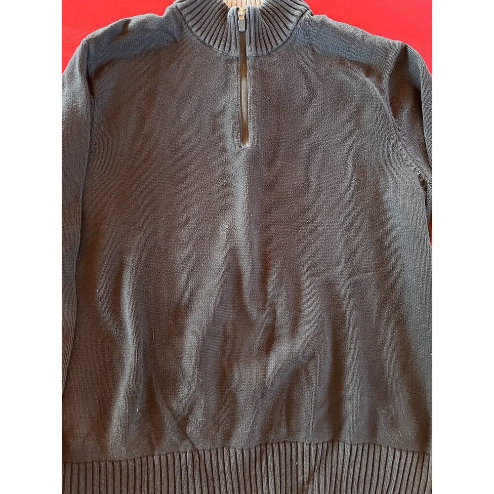 Eddie Bauer Men's Black Pullover 1/4 Zip Mock Neck Long Sleeve Sweater Size 2XL